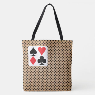 Bolsa Tote Símbolos de Placa Padrões Corações negros Kraft