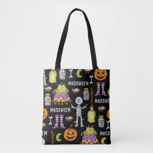 Bolsa Tote Símbolos do Dia das Bruxas, tema de vintagem sem c