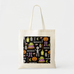 Bolsa Tote Símbolos do Dia das Bruxas, tema de vintagem sem c