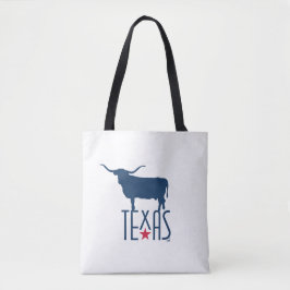 Bolsa Tote Símbolos do Texas, Longhorn, azul-marinho