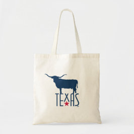 Bolsa Tote Símbolos do Texas, Longhorn, azul-marinho