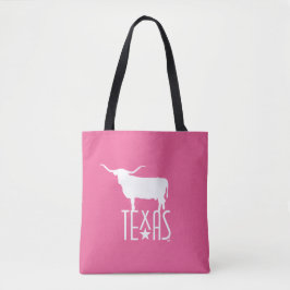 Bolsa Tote Símbolos do Texas, Longhorn, rosa