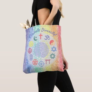 Bolsa Tote Símbolos Interreligiosos (Arco-Íris De Vidro Man