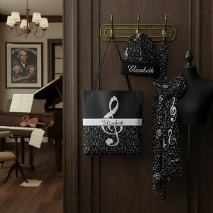 Bolsa Tote símbolos musicais personalizados
