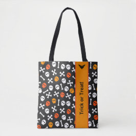 Bolsa Tote Símbolos preto, laranja e branco do Halloween