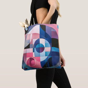 Bolsa Tote Simetria Celestial: Formas Geométricas Blues e Ros