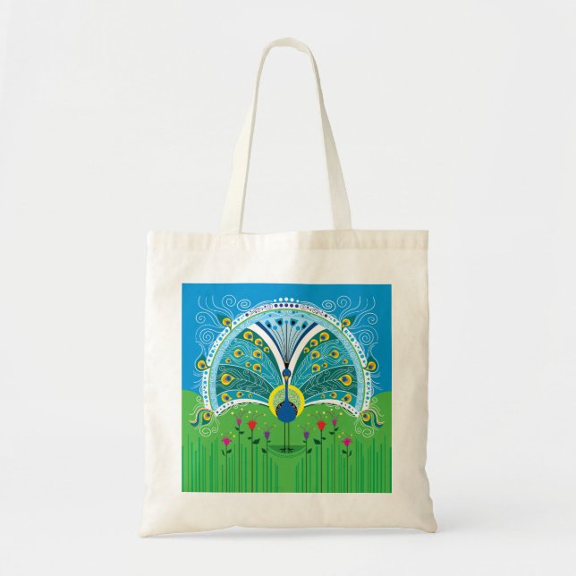 Bolsa Tote Simetria de Pavão Encantador (Frente)