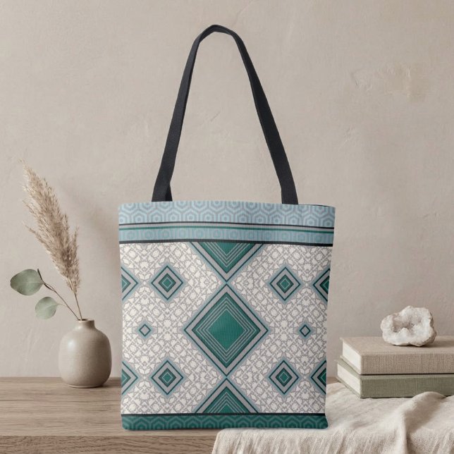 Bolsa Tote Simetria Verde Azul (Criador carregado)