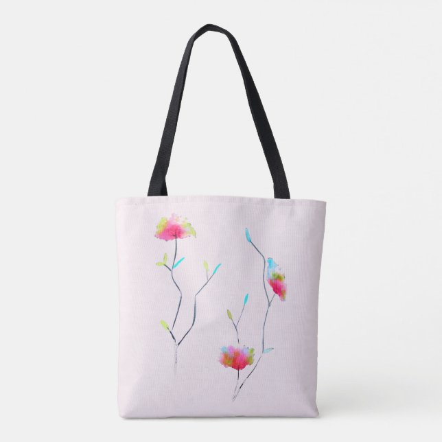 Bolsa Tote Simples abstrato cor-de-rosa inspirado em japonês (Verso)