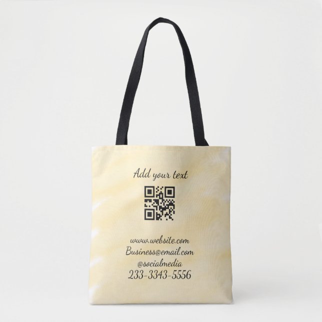 Bolsa Tote simples código QR personalizado adicionar seu nome (Frente)
