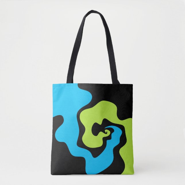 Bolsa Tote Simples e elegante Abstrato azul verde preto (Frente)