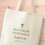 Bolsa Tote Simples e Moderno Batismo De Bebê Cruzado Elegante<br><div class="desc">Design é composto por uma simples tipografia com sans serif e serif font.</div>