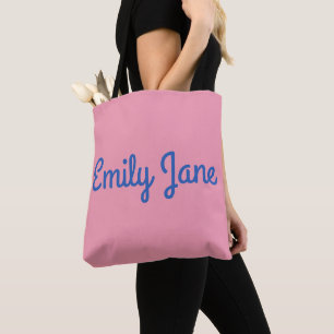 Bolsa Tote Simples Fofo Azul e Rosa Personalizado