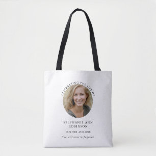 Bolsa Tote Simples Foto Funeral Ordem de Serviço Memorial