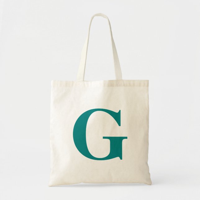 Bolsa Tote Simples Moderno Inicial Turquesa (Frente)