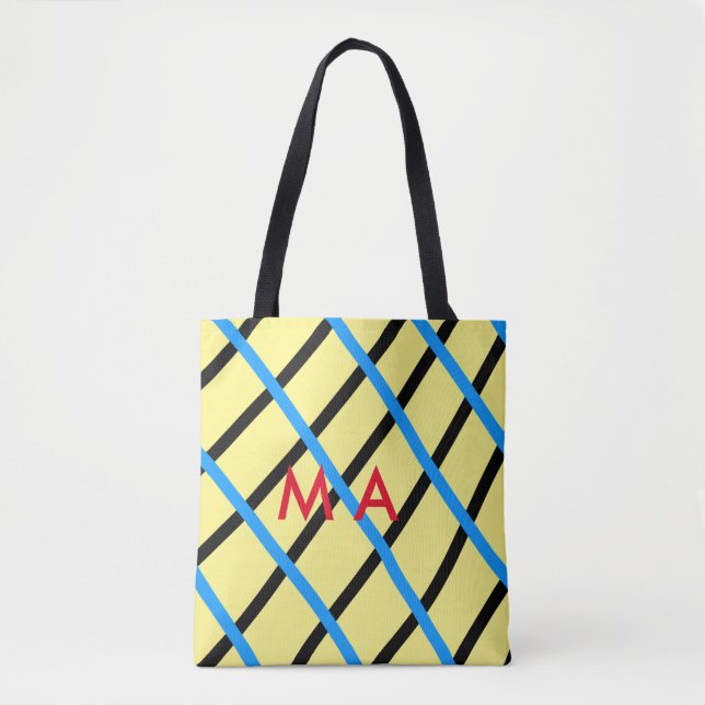 Bolsa Tote Simples monograma adicione seu nome com letra míni (Frente)