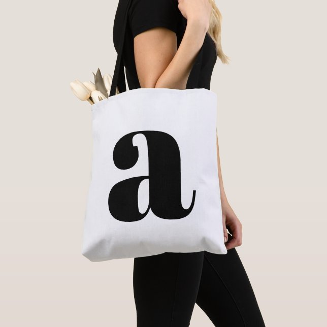 Bolsa Tote Simples Monograma Inicial Branco Boho Ousado Retro (Close Up)