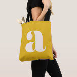 Bolsa Tote Simples Monograma Inicial Retro Amarelo de Verão e<br><div class="desc">Bolsa Tote Simples Monograma Inicial Retro Amarelo de Verão em Negrito</div>