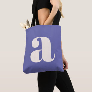 Bolsa Tote Simples Monograma Inicial Retro Purple Ousado Tend