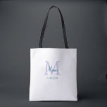 Bolsa Tote simples nome de adição monograma, cor verde roxa<br><div class="desc">design</div>