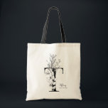 Bolsa Tote Simples preto e branco T floral rústico<br><div class="desc">Trendy Farmhouse Rustic - Letra T monograma Tote Bag</div>