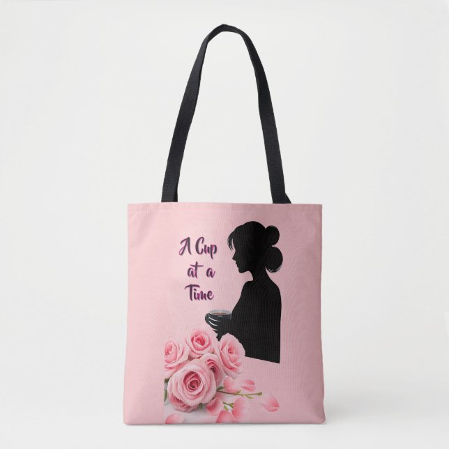 Bolsa Tote Simplesmente Enspirado "Uma Xícara de Cada Vez" Ca (Frente)