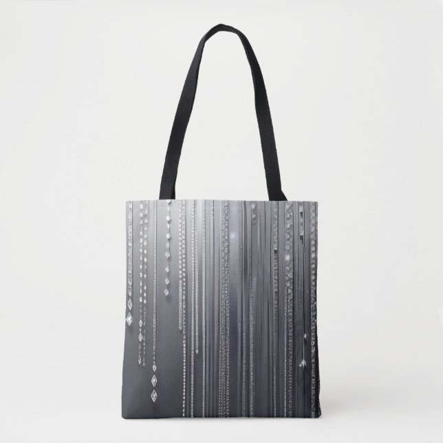 Bolsa Tote Simplesmente Enspired Silver Shimmery Reutilizável (Frente)