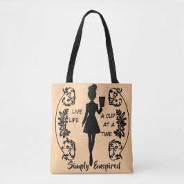 Bolsa Tote Simplesmente Inspirado "Viva, a Vida Uma Xícara de