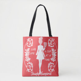 Bolsa Tote Simplesmente Inspirado "Viva, a Vida Uma Xícara de