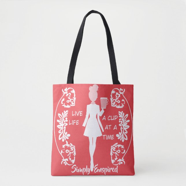 Bolsa Tote Simplesmente Inspirado "Viva, a Vida Uma Xícara de (Frente)