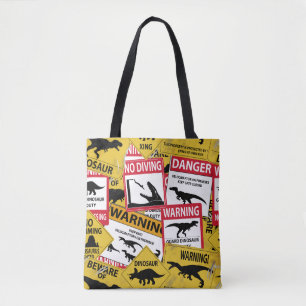 Bolsa Tote Sinais de precaução do dinossauro