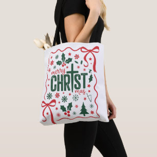 Bolsa Tote Sinal da Cruz de Natal Cristã Jesus Cristo Fé