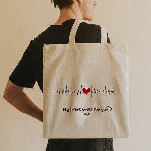 Bolsa Tote Sinal de Batida de Coração Personalizado