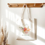 Bolsa Tote Sinal de boas-vindas do Chá de panela Floral Cor-d<br><div class="desc">Laranja Cor Flórida Laranja-Cor-de-Laranja-Rosa Personalizada Tote Bag Bridesmaid Gift</div>