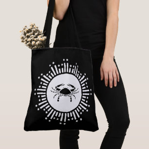 Bolsa Tote Sinal de Câncer Caranguejo Desenho Còsmico de Estr