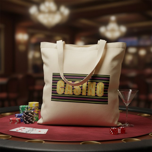 Bolsa Tote Sinal de casino com letras de Bolinhas neon (Criador carregado)