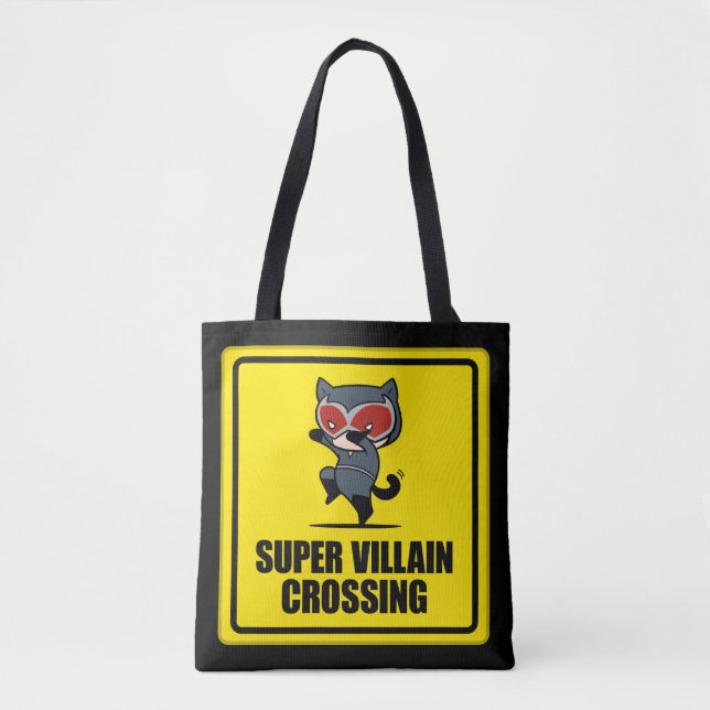 Bolsa Tote Sinal de Cruzamento de Super Villain Chibi CatWome (Frente)