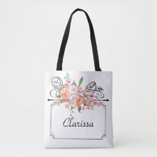 Bolsa Tote Sinal de enforcamento floral vitoriano casamento