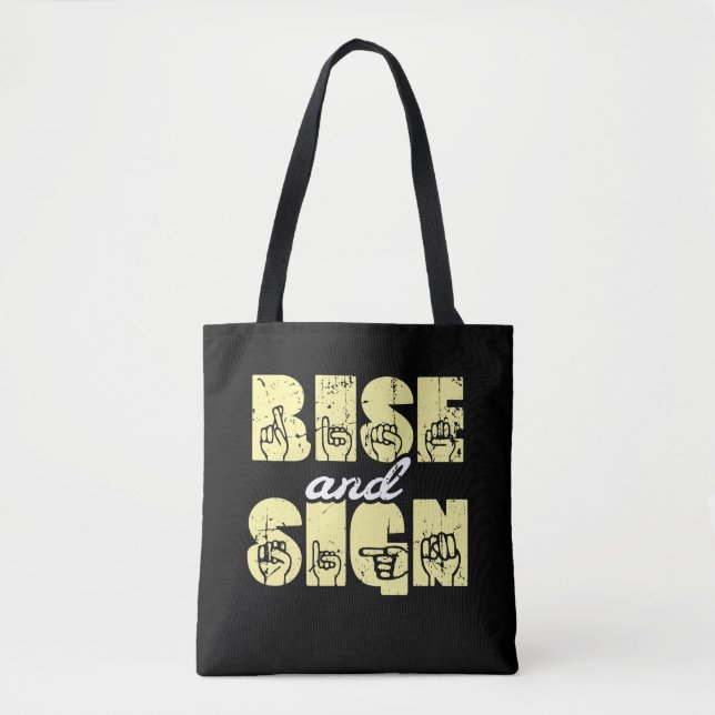 Bolsa Tote Sinal de Linguagem ASL Surgir e Assinar (Frente)