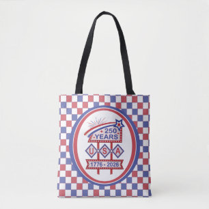 Bolsa Tote Sinal de Marquee do 250º Aniversário Retro EUA 177