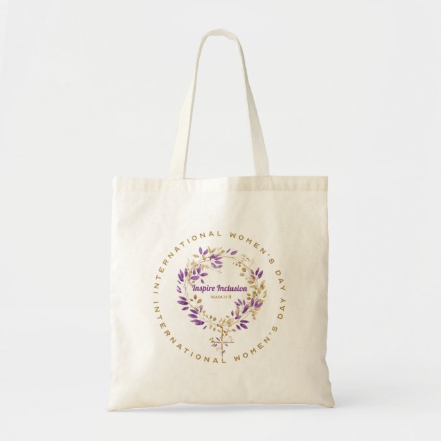 Bolsa Tote Sinal de Mulher Floral Dia da Mulher 20 de março (Frente)