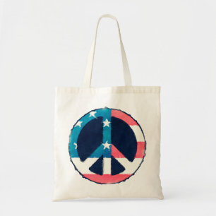 Bolsa Tote Sinal de Paz Americano grunge