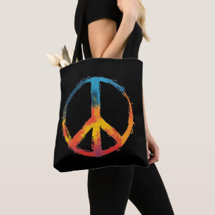 Bolsa Tote Sinal de Paz Arco-Íris