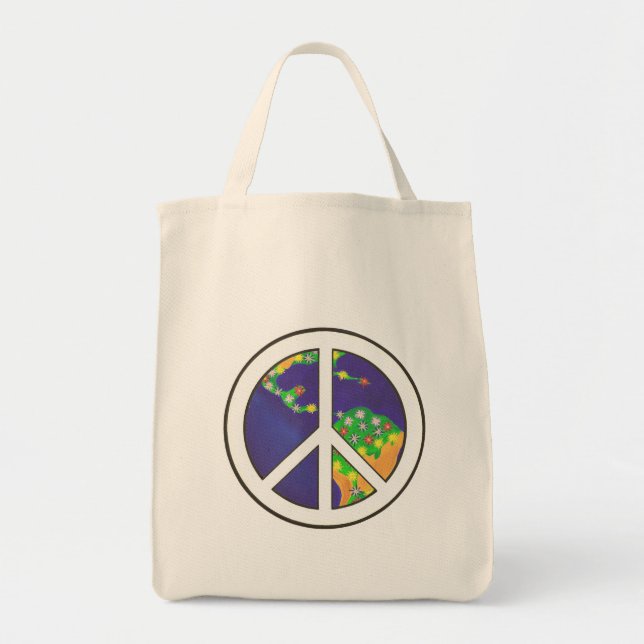 Bolsa Tote Sinal de paz da terra do planeta, sacolas (Frente)