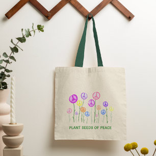 Bolsa Tote Sinal de Paz Flores Tote Bag