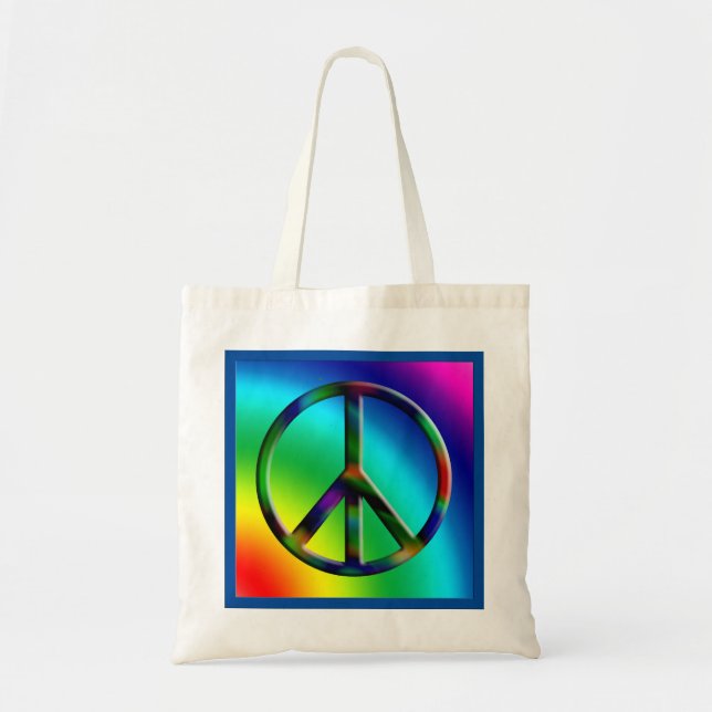 Bolsa Tote Sinal de Paz Hippie Tote Bag (Frente)