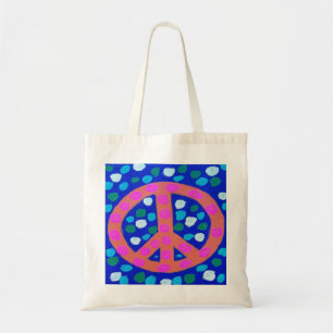 Bolsa Tote Sinal de Paz Laranja no Azul