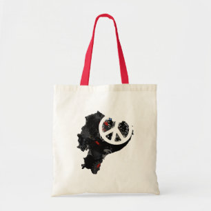 Bolsa Tote Sinal de paz na moda de Equador com mapa do
