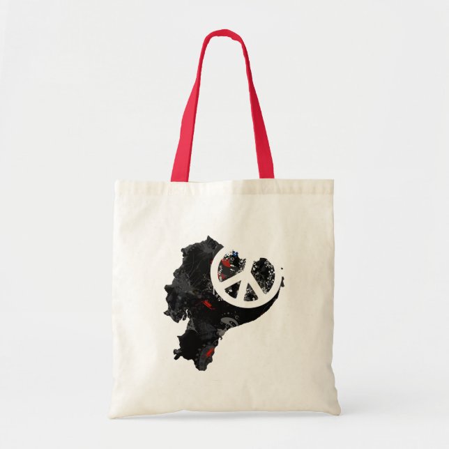 Bolsa Tote Sinal de paz na moda de Equador com mapa do (Frente)