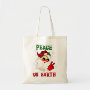 Bolsa Tote Sinal de paz na Terra Feliz Natal - Noel Hat hipp